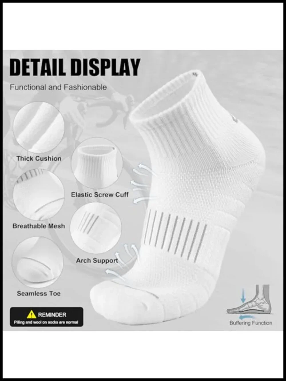Merino Wool Quarter Socks for Men Women, Hiking Running, Cushioned Compression,